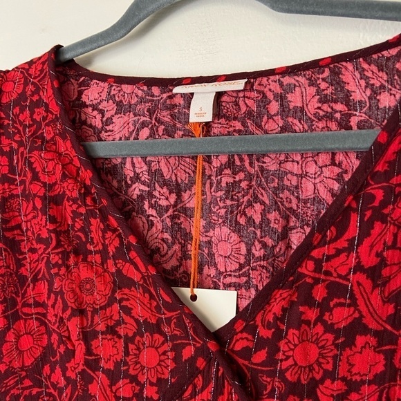 KNOX ROSE • NEW Women’s Floral Printed Smocked Back Waist Boho Top Size Small - Picture 4 of 6